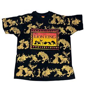 Vintage Disney The Lion King Black Front Print Movie Release T-shirt Adult sz OS